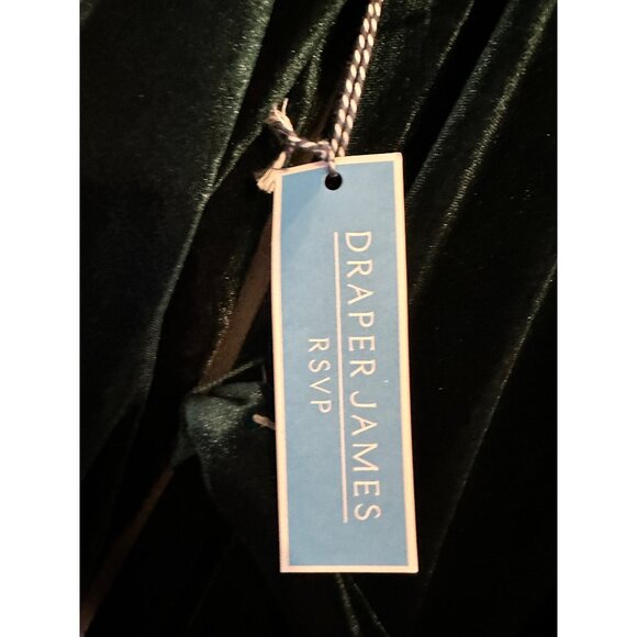 Draper James RSVP Emerald Green Velvet Ruffle Tie-Back Dress With Belt & Long Sl - Picture 4 of 8